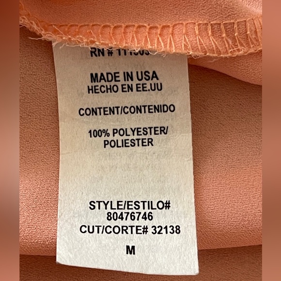 Lily White Deep V Neck Wrap Spaghetti Strap Tank in Apricot - Picture 4 of 8